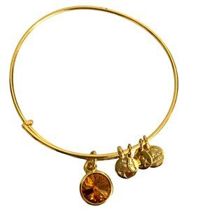 Alex and Ani Bracelet Nov Birthstone Swarovski Crystal Topaz Charms Gold Tone